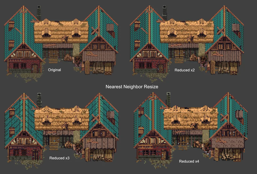 Nearest Neighbor downsampling examples.