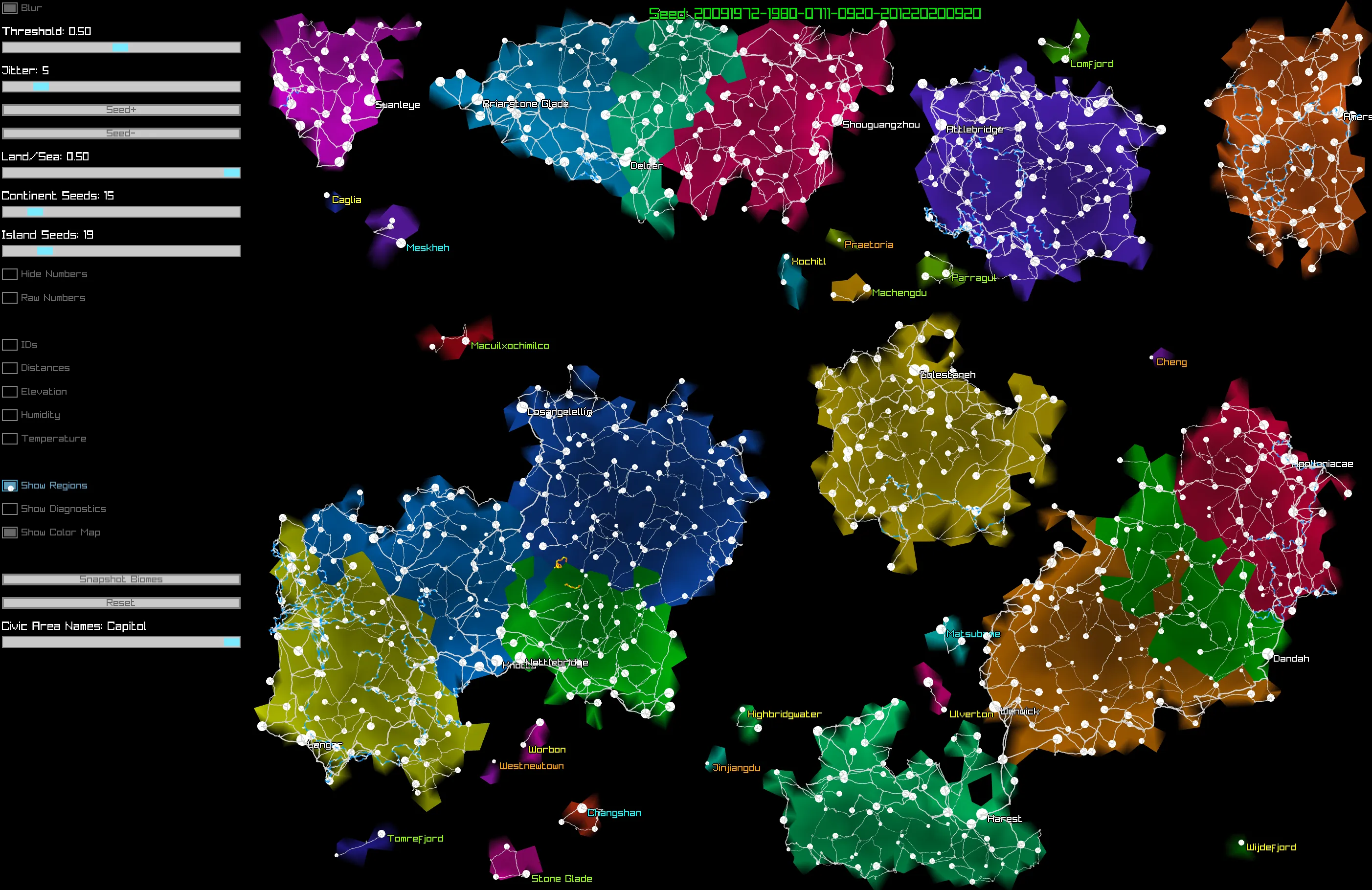 Geopolitical Regions, Roads and Capitals