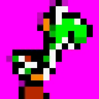 16×16 Adaptive detail downscaled Yoshi sprite.