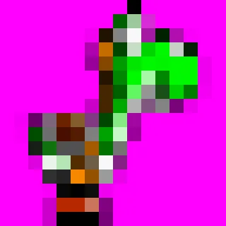 16×16 bilinear downscaled Yoshi sprite.