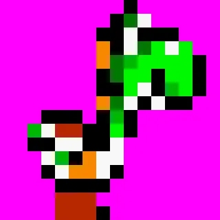 16×16 Nearest Neighbor downscaled Yoshi sprite.